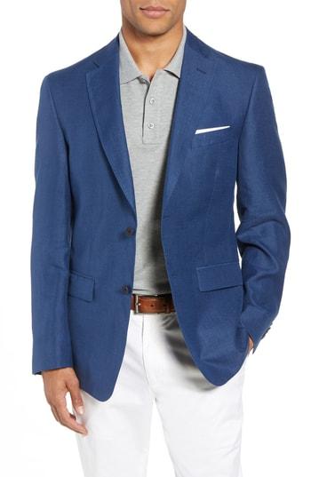 Men's John W. Nordstrom Traditional Fit Linen & Silk Blazer S - Blue