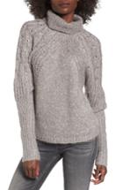 Women's Bp. Studded Cable Sleeve Turtleneck Sweater - Grey
