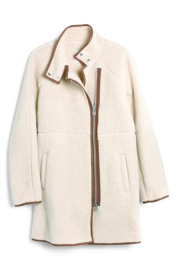Women's Madewell Faux Shearling Cocoon Coat, Size - Beige
