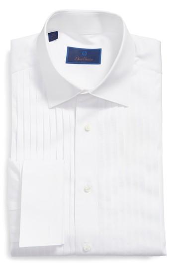Men's David Donahue Regular Fit French Cuff Tuxedo Shirt 32/33 - White