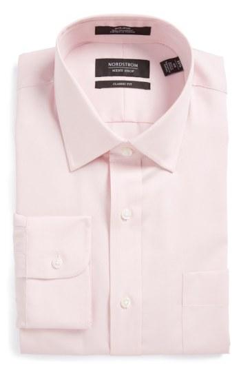 Men's Nordstrom Men's Shop Classic Fit Non-iron Solid Dress Shirt .5 - 34 - Pink