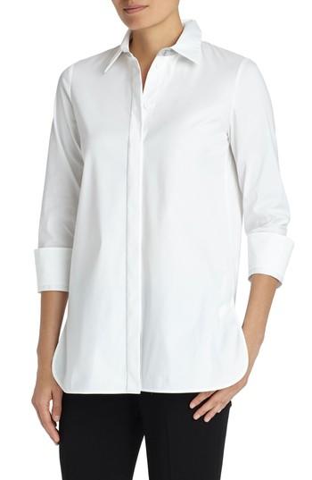 Women's Lafayette 148 New York Augusta Stretch Cotton Shirt - White