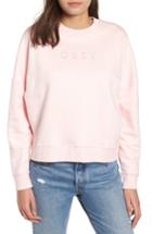 Women's Obey Annie Logo Cotton Blend Crewenck Sweatshirt - Pink