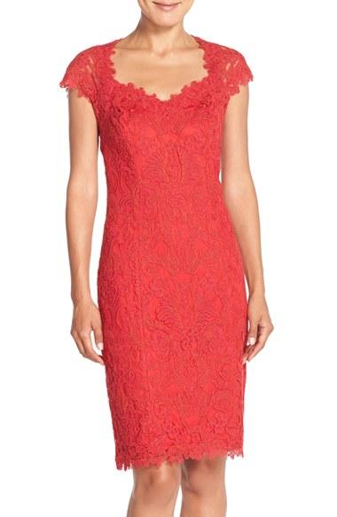 Women's Tadashi Shoji Lace Sheath Dress - Red