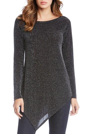 Women's Karen Kane Asymmetrical Sparkle Knit Top - Black