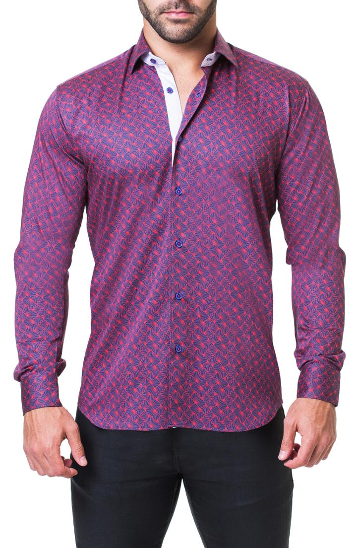 Men's Maceoo Fibonacci Festival Print Sport Shirt - Red