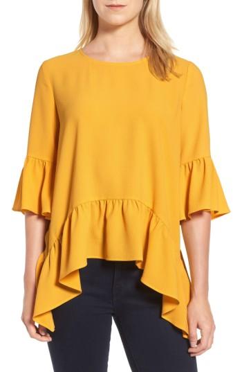 Women's Gibson Ruffled Handkerchief Hem Top - Orange