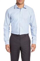 Men's Ted Baker London Forestr Trim Fit Geometric Dress Shirt .5 34/35 - Blue