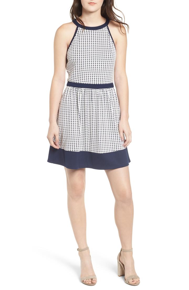 Women's Speechless Knit Dot Skater Dress - White
