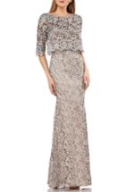 Women's Js Collection Embroidered Lace Scallop Trim Evening Dress
