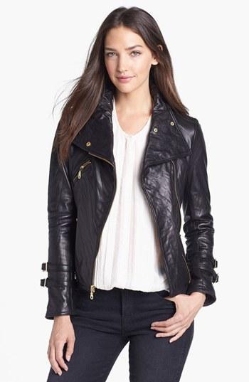 Dkny Asymmetrical Leather Moto Jacket (online Only)