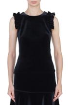 Women's Akris Punto Ruffled Shoulder Velvet Top - Black