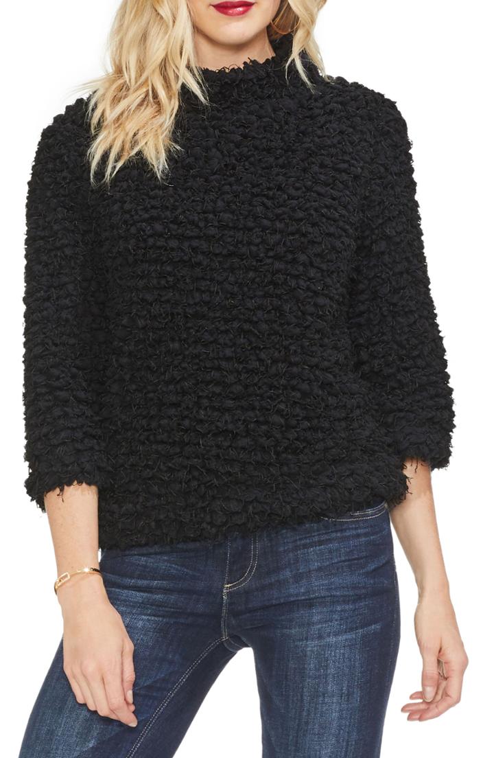Women's Vince Camuto Mock Neck Popcorn Top - Black