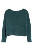 Women's Eileen Fisher Ballet Neck Cashmere Blend Cardigan, Size - Green
