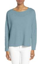 Women's Eileen Fisher Slubbed Organic Linen & Cotton Sweater - Blue