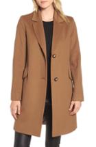 Petite Women's Fleurette Notch Collar Wool Coat P - Brown
