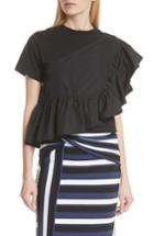 Women's 3.1 Phillip Lim Flamenco Asymmetrical Ruffle Trim Tee - Black