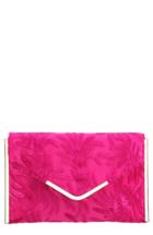 Nina Embroidery Envelope Clutch Bag - Pink
