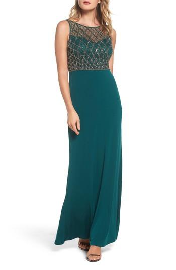 Women's Adrianna Papell Beaded Bodice Column Gown