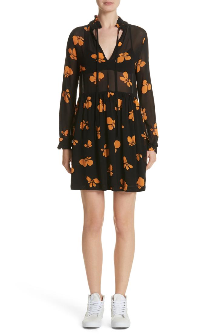Women's Ganni Fairfax Georgette Dress Us / 42 Eu - Black