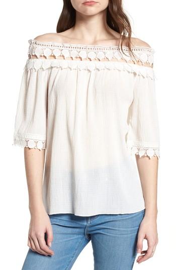 Women's Bishop + Young Olivia Crochet Trim Off The Shoulder Top - White