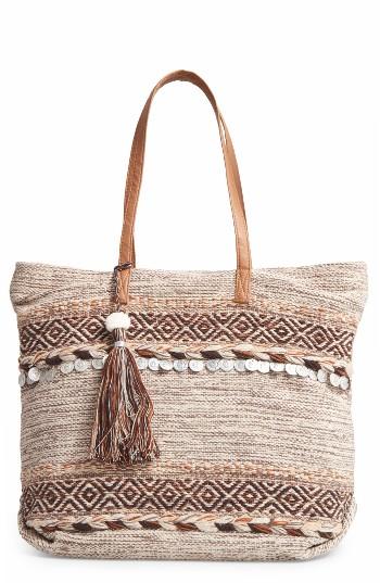 Fantasia Accessories Tassel & Coin Woven Tote -