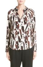 Women's Zero + Maria Cornejo Quinn Bark Chips Print Charmeuse Shirt - Brown