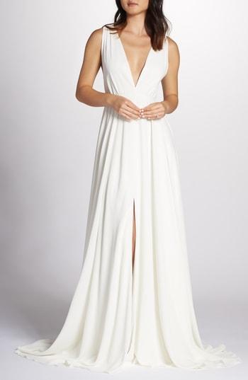 Women's Joanna August Nico Plunging A-line Gown - White