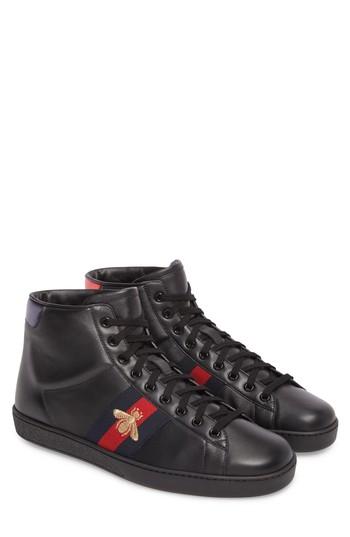 Men's Gucci New Ace High Bee Sneaker Us / 7uk - Black
