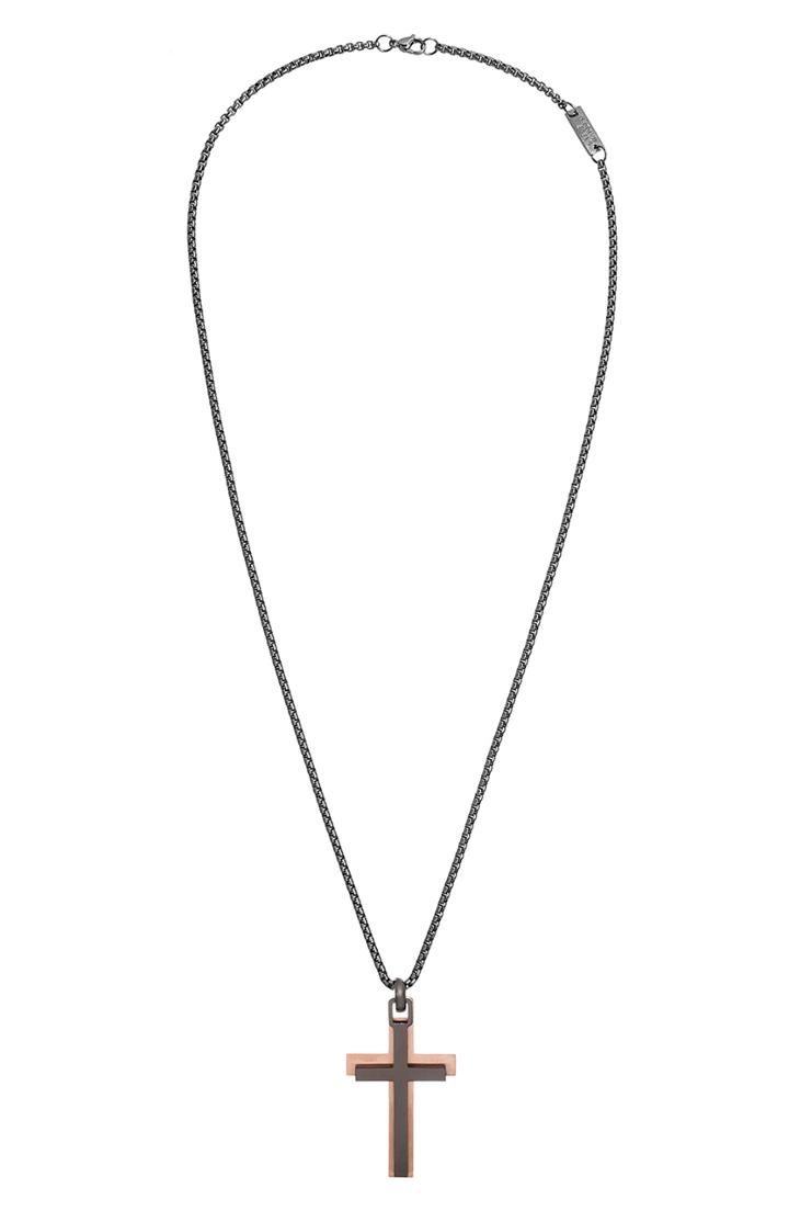 Men's Steve Madden Two-tone Cross Pendant Necklace