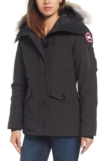 Women's Canada Goose Montebello Slim Fit Down Parka With Genuine Coyote Fur Trim, Size - Black