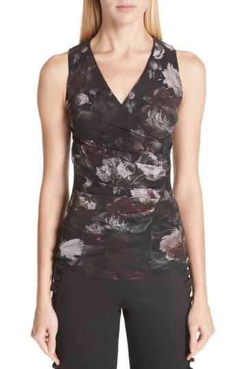 Women's Fuzzi Floral Tulle Tank - Black