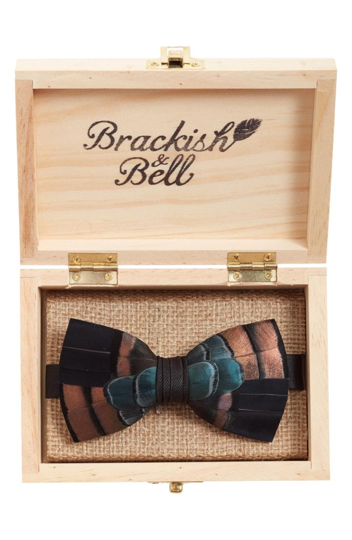 Men's Brackish & Bell Keel Feather Bow Tie, Size - Blue