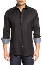 Men's Bugatchi Slim Fit Diamond Jacquard Sport Shirt, Size - Black