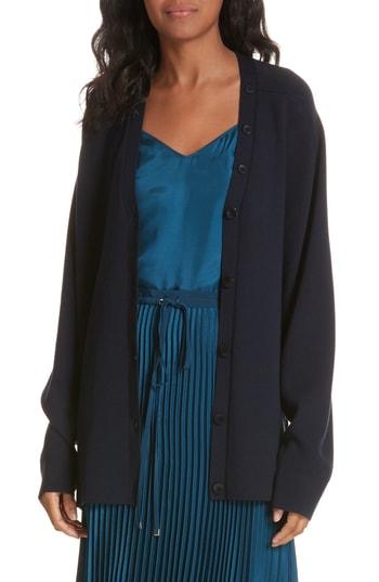 Women's Tibi Drawstring Hem Cardigan, Size - Blue