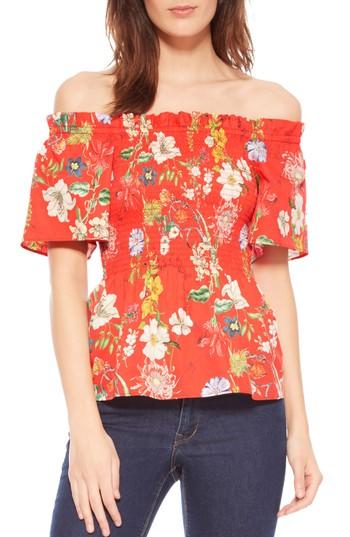Women's Parker Penn Floral Off The Shoulder Top - Red