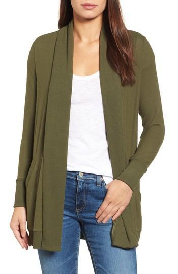 Women's Gibson Cozy Ribbed Cardigan, Size Regular - Green