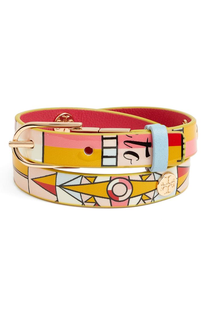 Women's Tory Burch Constellation Reversible Leather Double Wrap Bracelet
