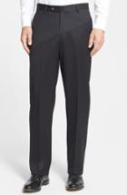 Men's Berle Flat Front Wool Gabardine Trousers X 34 - Black