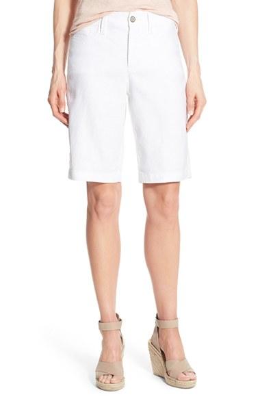 Women's Nydj 'catherine' Linen Blend Bermuda Shorts - White
