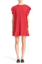 Women's Red Valentino Crepe Back Satin Ruffle Dress Us / 38 It - Red