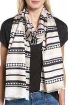 Women's Kate Spade New York Geo Stripe Silk Scarf, Size - White