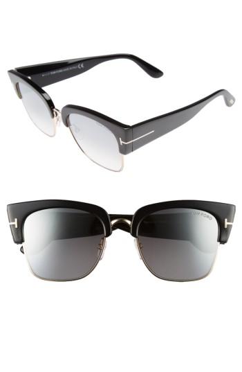 Women's Tom Ford Dakota 55mm Gradient Square Sunglasses - Shiny Black/ Smoke