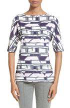 Women's St. John Collection Broken Stripe Print Top - White