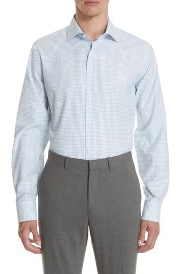Men's Canali Regular Fit Check Dress Shirt .5 - Blue/green