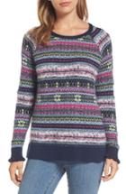 Women's Caslon Tie Back Patterned Sweater, Size - Blue