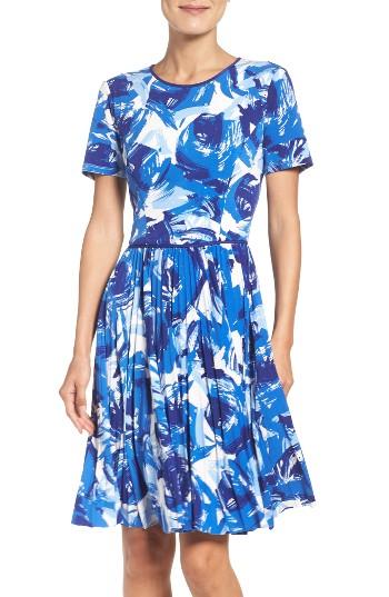 Women's Maggy London Pleated Fit & Flare Dress - Blue