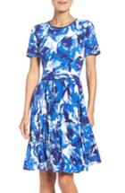Women's Maggy London Pleated Fit & Flare Dress - Blue
