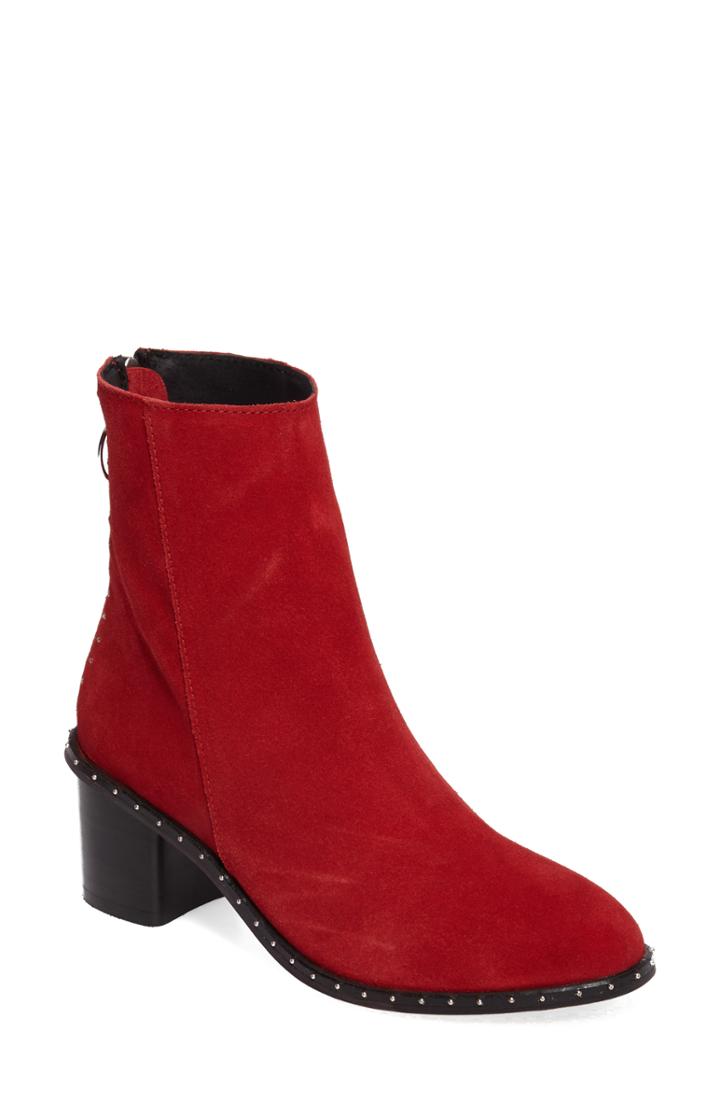 Women's Topshop Miranda Studded Bootie .5us / 38eu - Red