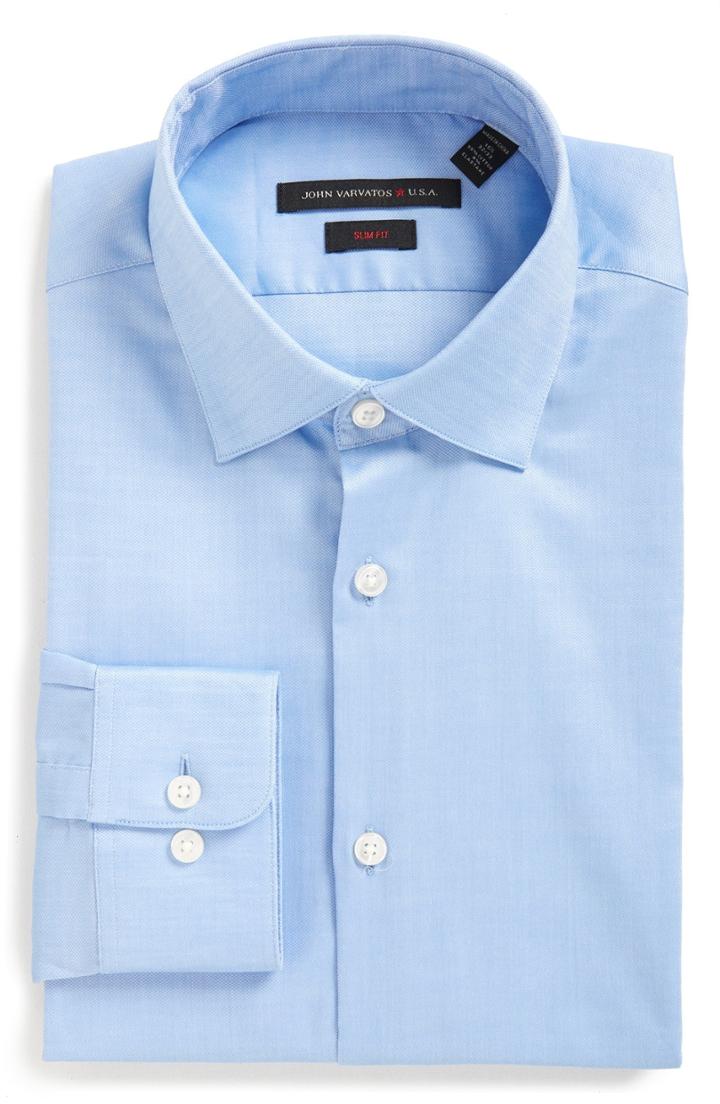 Men's John Varvatos Star Usa Soho Slim Fit Stretch Solid Dress Shirt - L - Blue